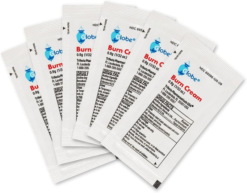 Globe First Aid Burn Cream 0.9g Packets, (Box of 144) Advanced First Aid Cream for Temporary Relief of Minor Burns, Cuts, and Scrapes - Image 2